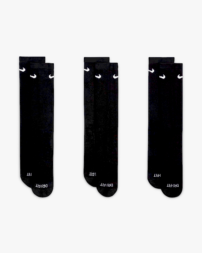 Nike Everyday Plus Cush Crew Siyah Stil Çorap (3 Çift)
