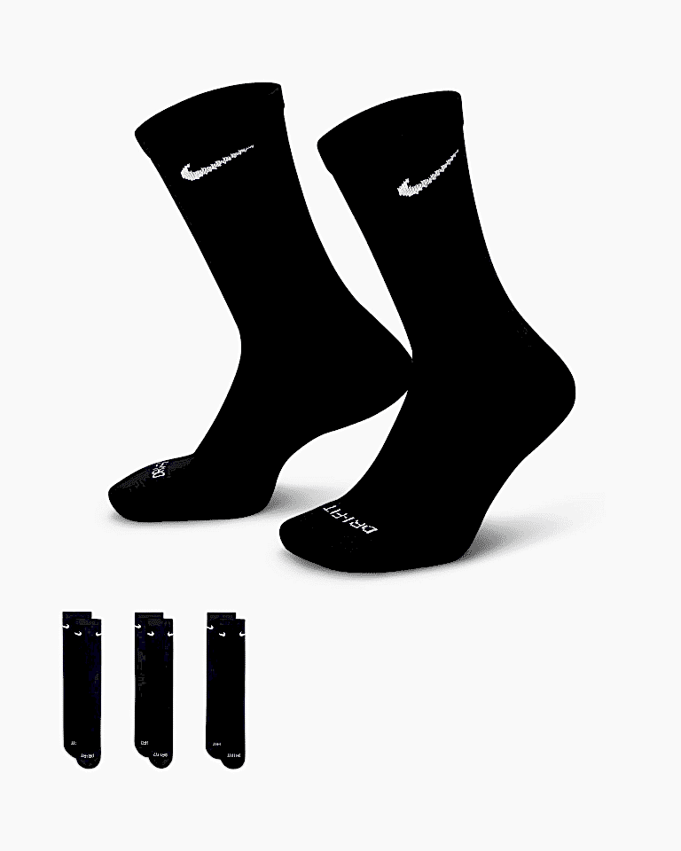 Nike Everyday Plus Cush Crew Siyah Stil Çorap (3 Çift)